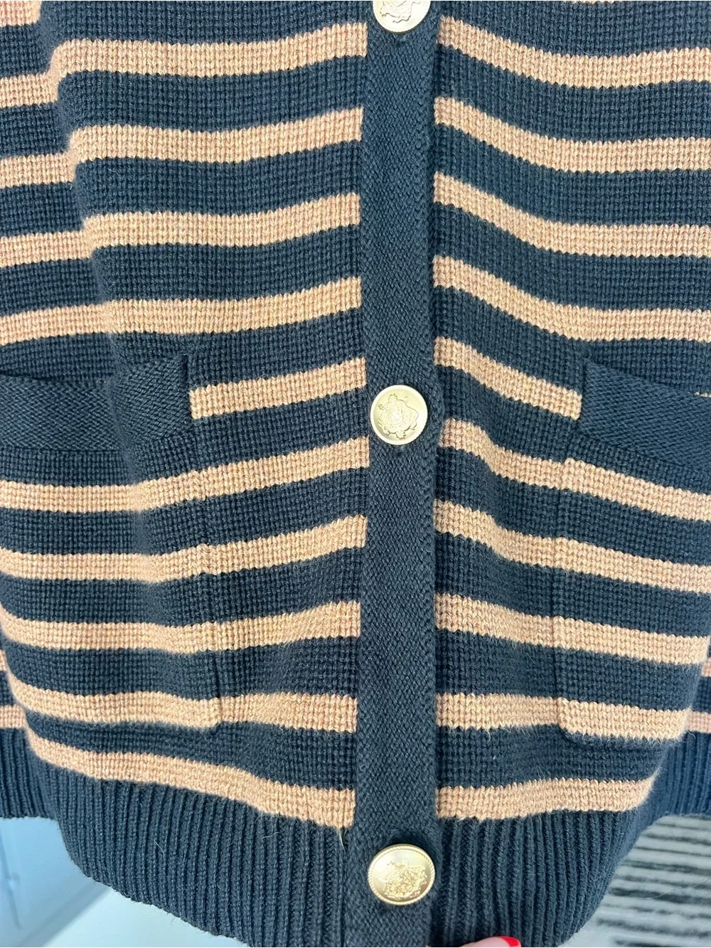J.Crew Emilie Sweater Lady Jacket Black & Brown Stripes Size 2XL